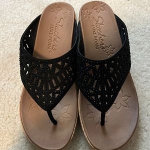 Skechers Black Wedges with Luxe Foam